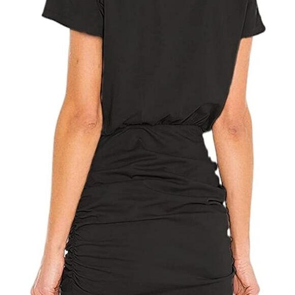 New Small Relipop Black Ruched Mini Dress Little Black Dress - Picture 3 of 7